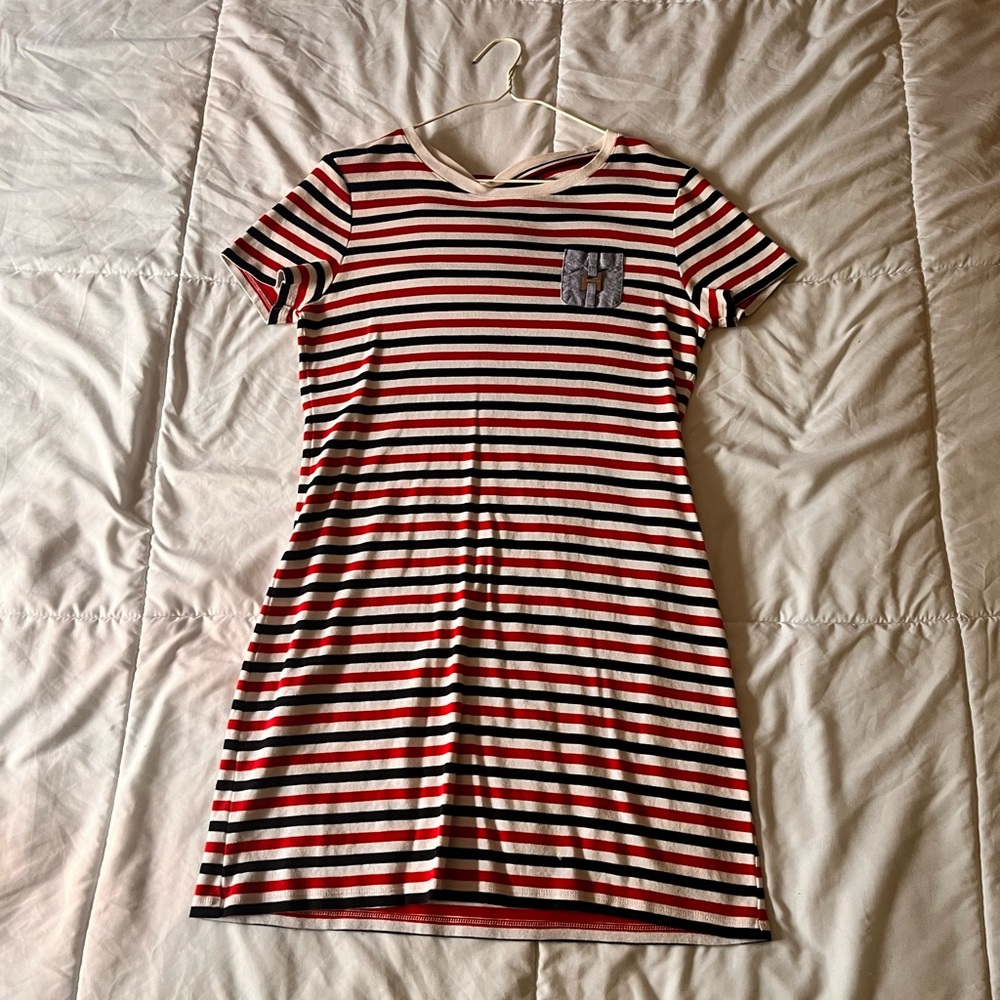 Tommy Hilfiger Striped Red and White T-Shirt Dress